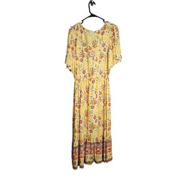 Margaux Riviera Maxi Dress Size Small Yellow Floral Boho Short Sleeve - Picture 4 of 5